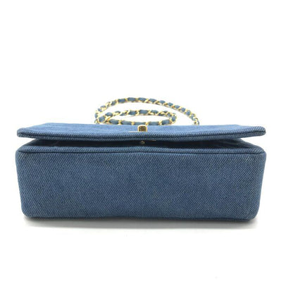 Chanel CC Logo Mini Quilted Denim Chain Shoulder Bag Blue — view 4