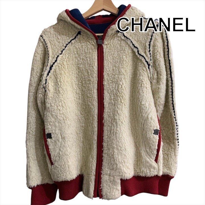 Chanel Sports CC Logo Boa Zip Up Jacket White Ivory 38