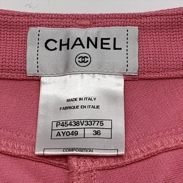Chanel CC Logo Button Low Waist Pants Trousers Pink 36 Sizes Cotton Y2k — view 5