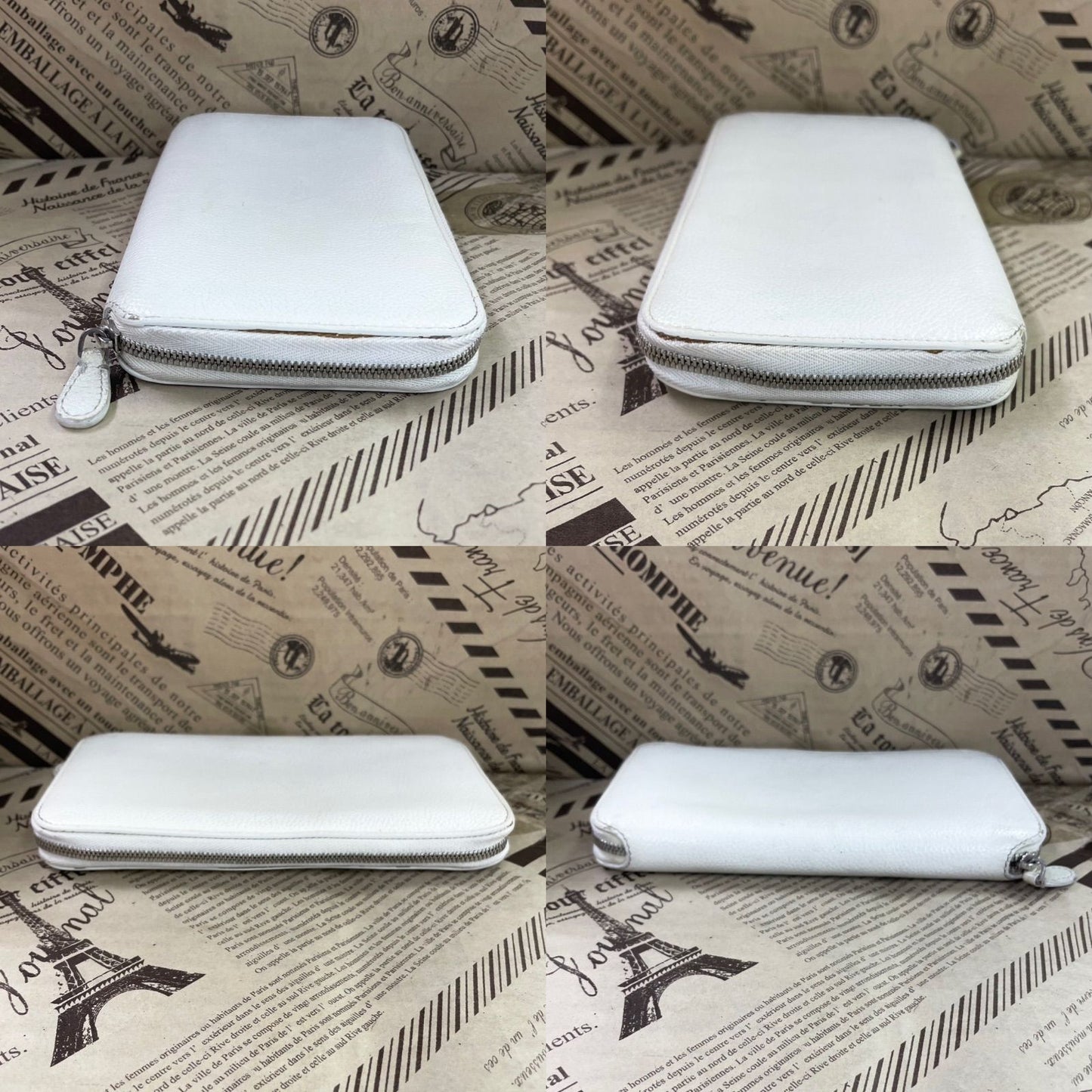 Balenciaga Wallet Leather White Round Card Billfold — view 4