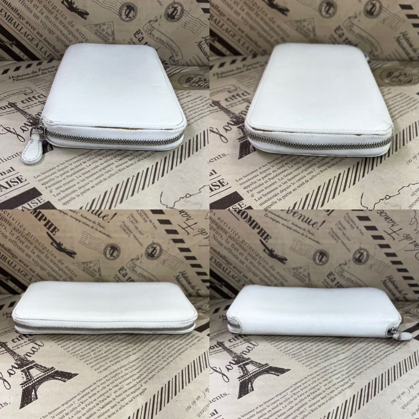 Balenciaga Wallet Leather White Round Card Billfold — view 4