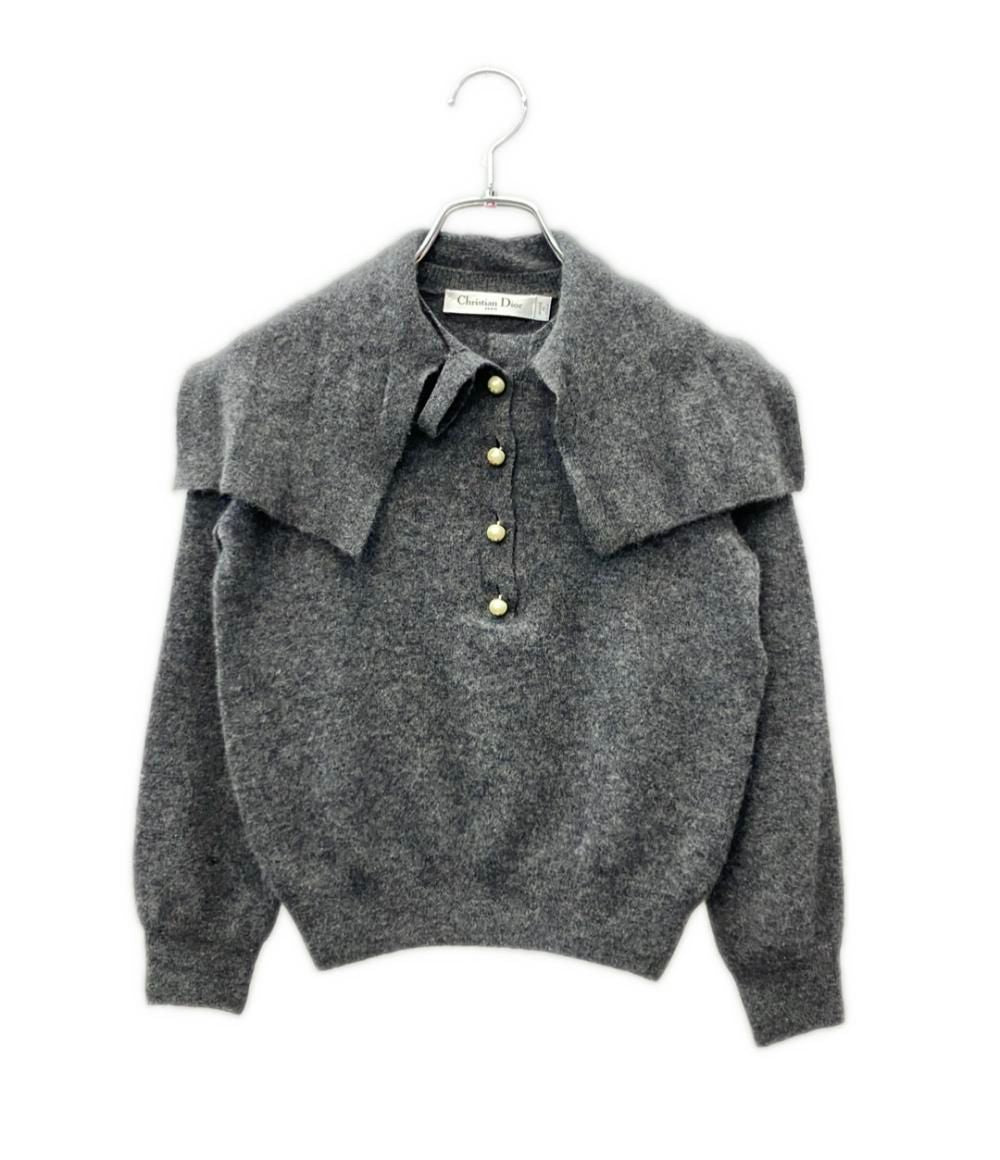 Dior Long Sleeve Knit Cashmere 100% Pearl Button Sweater