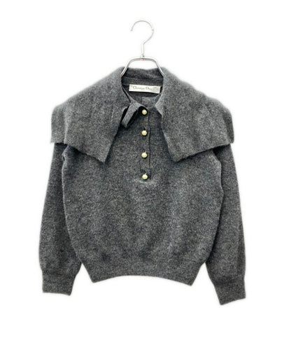 Dior Long Sleeve Knit Cashmere 100% Pearl Button Sweater