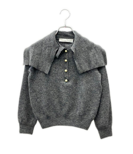 Dior Long Sleeve Knit Cashmere 100% Pearl Button Sweater