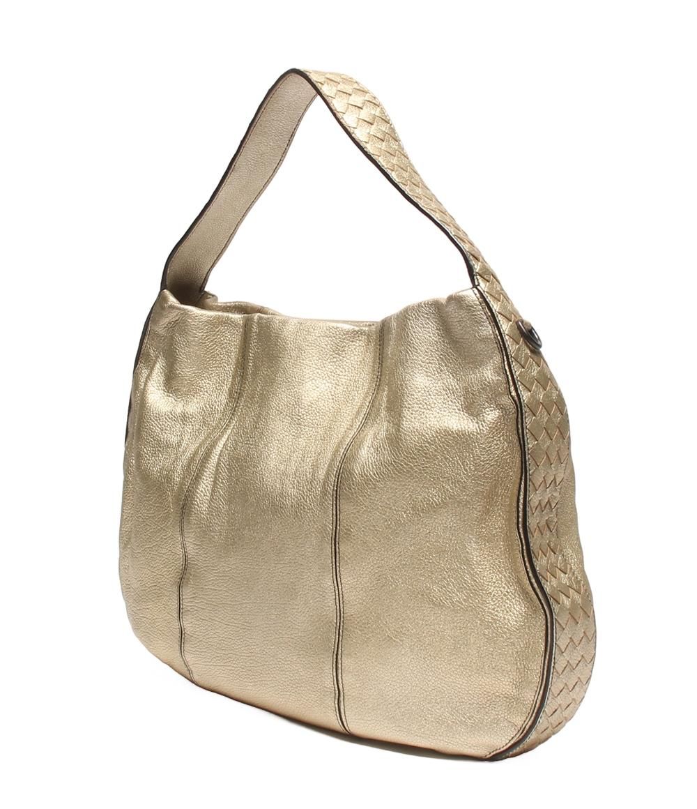 Bottega Veneta 2-Way Shoulder Bag Crossbody Gold Side Intrecciato — view 3