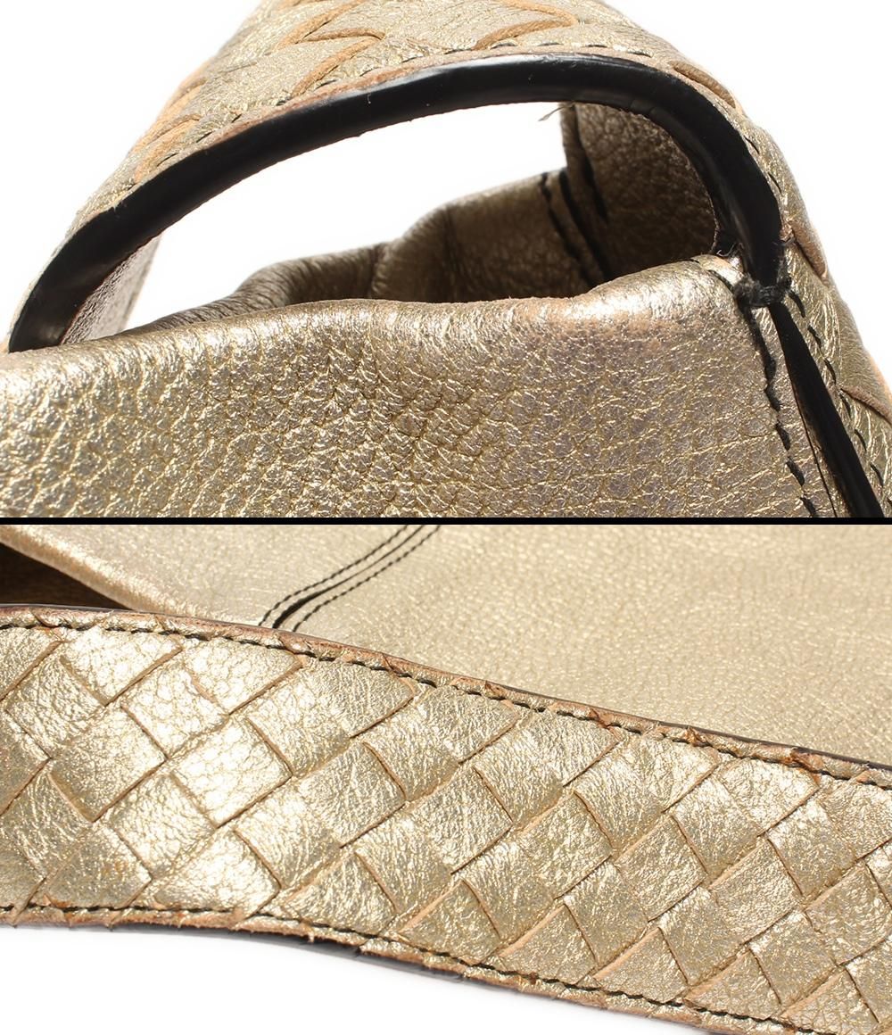 Bottega Veneta 2-Way Shoulder Bag Crossbody Gold Side Intrecciato — view 9