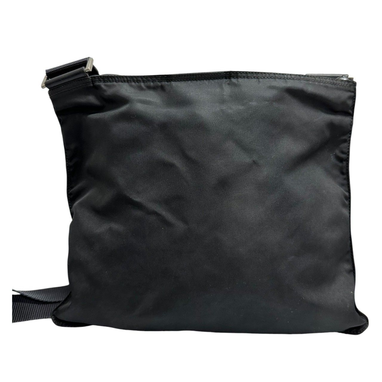 Prada Tessuto Triangle Logo Black Silver Nylon Shoulder Bag — view 2