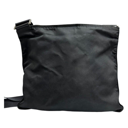 Prada Tessuto Triangle Logo Black Silver Nylon Shoulder Bag — view 2