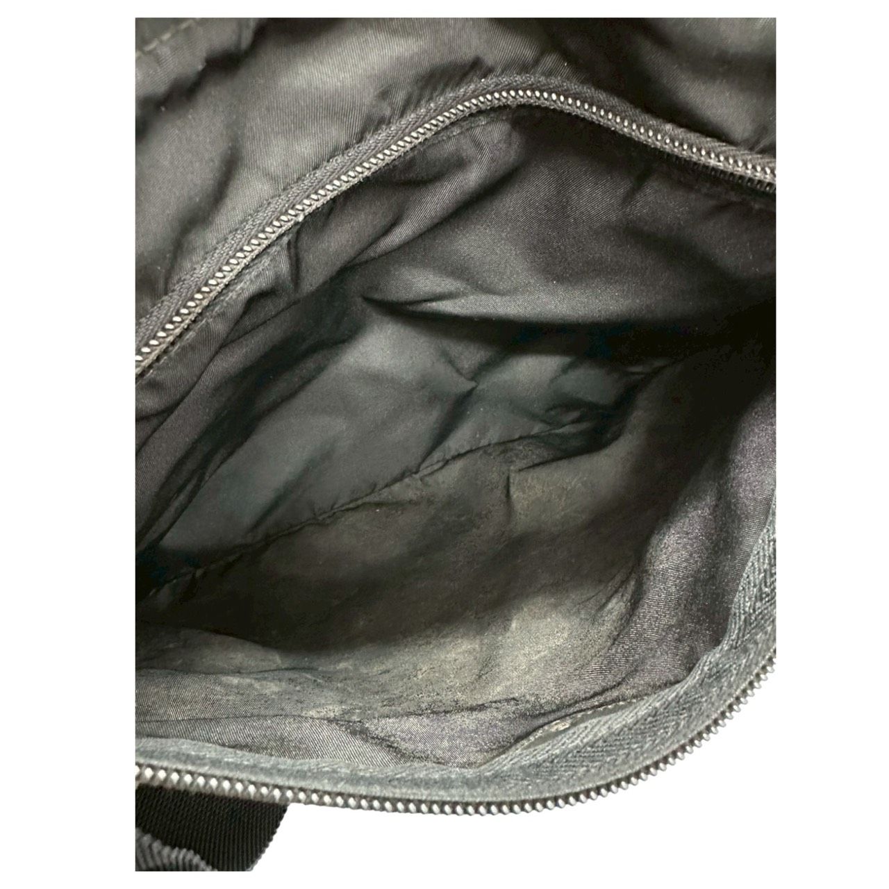 Prada Tessuto Triangle Logo Black Silver Nylon Shoulder Bag — view 8