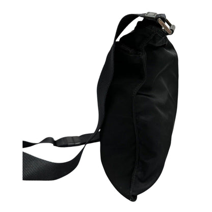 Prada Tessuto Triangle Logo Black Silver Nylon Shoulder Bag — view 4