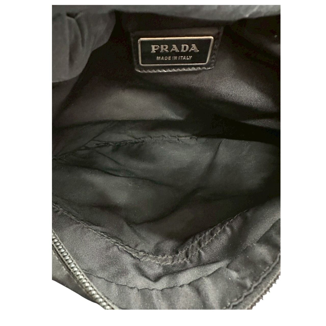 Prada Tessuto Triangle Logo Black Silver Nylon Shoulder Bag — view 7