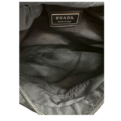 Prada Tessuto Triangle Logo Black Silver Nylon Shoulder Bag — view 7