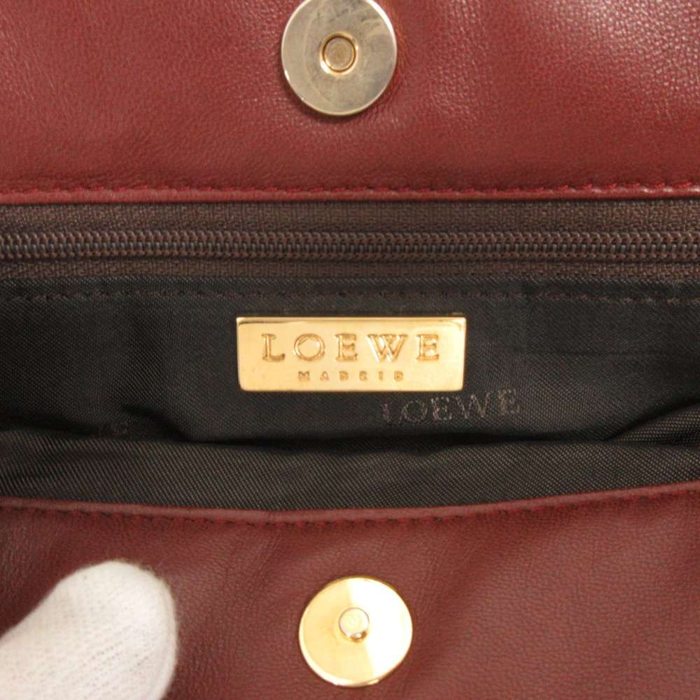 Loewe Anagram Shoulder Bag Crossbody Leather Wine Red — view 7