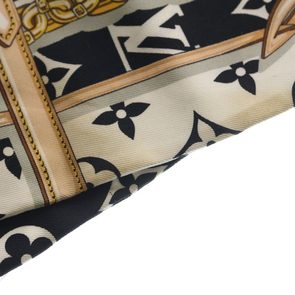 Louis Vuitton Bandeau Monogram Confidential Twill Scarf Chain Pattern Black Gold — view 5