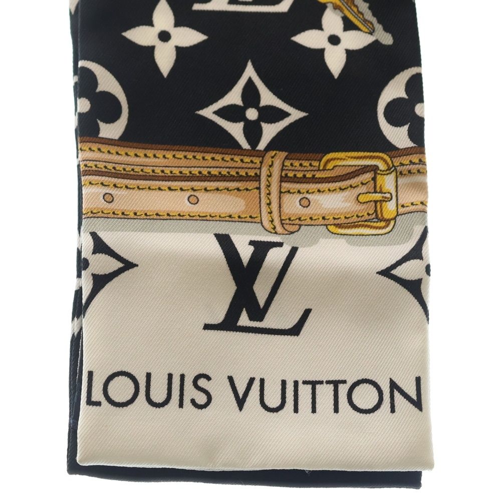 Louis Vuitton Bandeau Monogram Confidential Twill Scarf Chain Pattern Black Gold — view 3