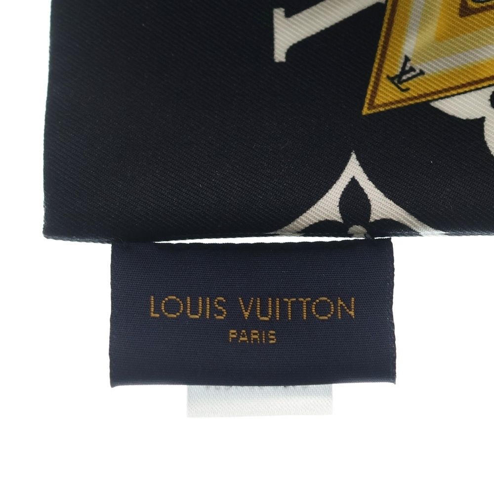 Louis Vuitton Bandeau Monogram Confidential Twill Scarf Chain Pattern Black Gold — view 4