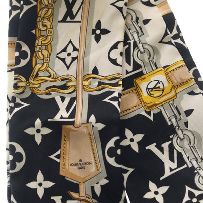 Louis Vuitton Bandeau Monogram Confidential Twill Scarf Chain Pattern Black Gold — view 2