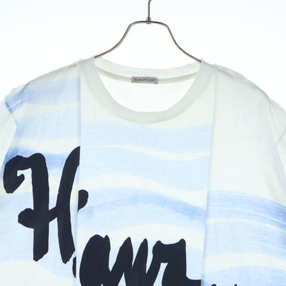Moncler Patch Logo Graphic Print Crew Neck Short Sleeve T-Shirt Light Blue — view 3