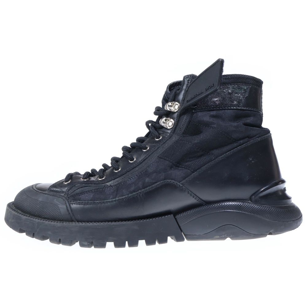 Dior Homme Oblique Crease Up High Cut Short Combat Boots Shoes Black