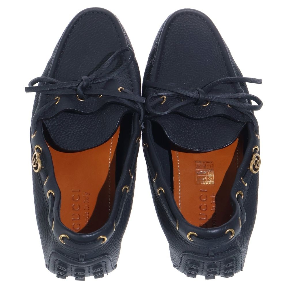 Gucci Driver Loafers Interlocking Moccasins Black — view 4