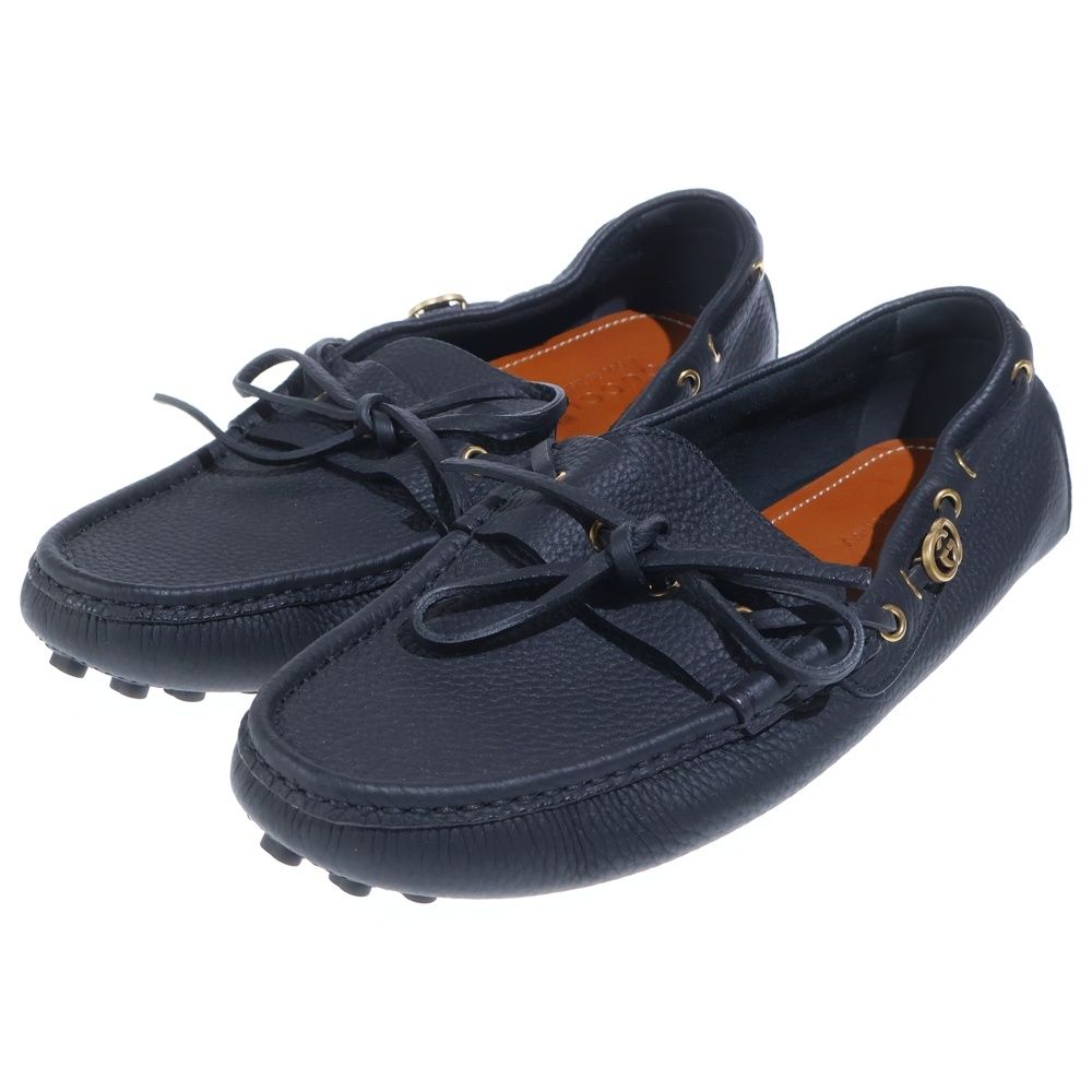 Gucci Driver Loafers Interlocking Moccasins Black — view 2
