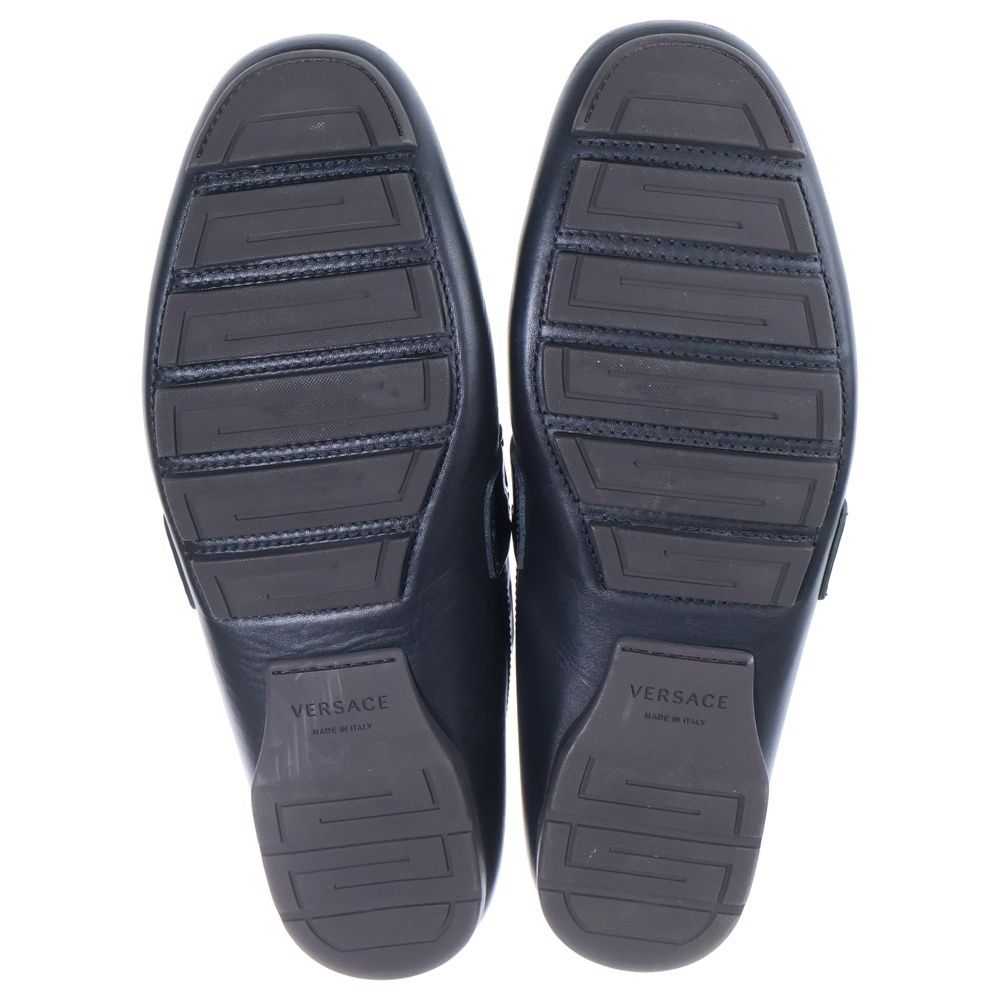Versace Medusa Buckle Patent Combination Leather Low Cut Shoes Loafers Black — view 5