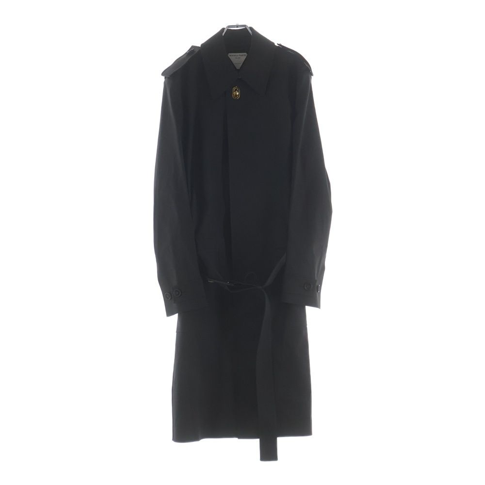 Bottega Veneta Long Coat Triangle Bagle Black Cotton