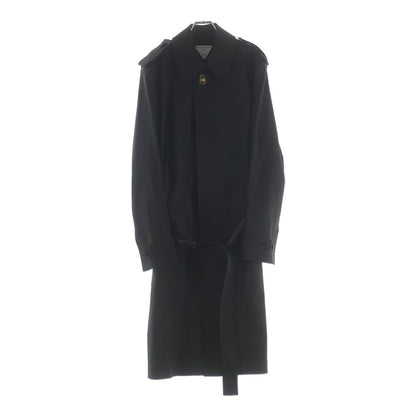 Bottega Veneta Long Coat Triangle Bagle Black Cotton
