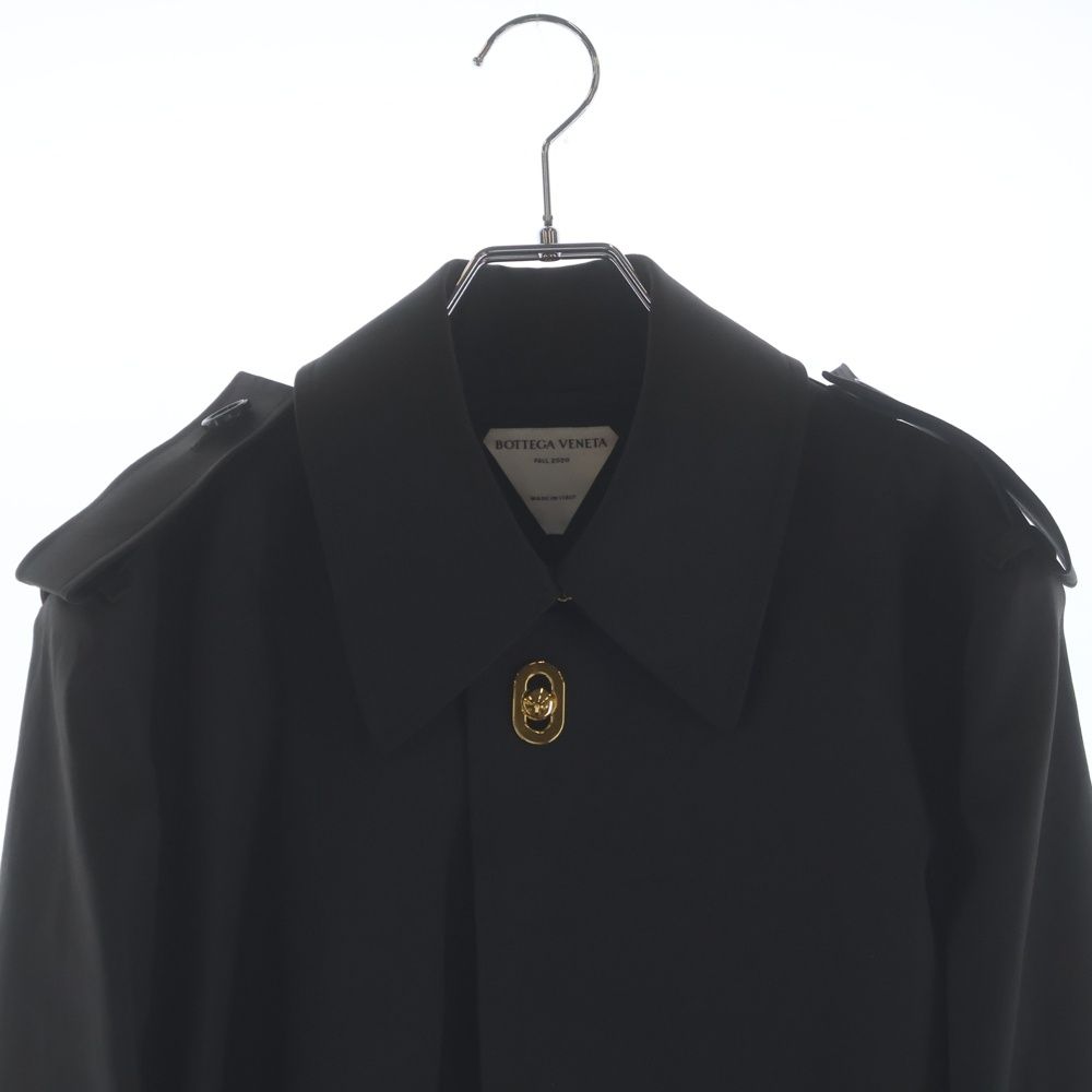 Bottega Veneta Long Coat Triangle Bagle Black Cotton — view 3
