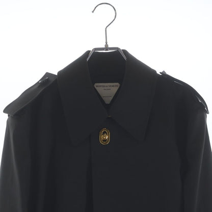 Bottega Veneta Long Coat Triangle Bagle Black Cotton — view 3