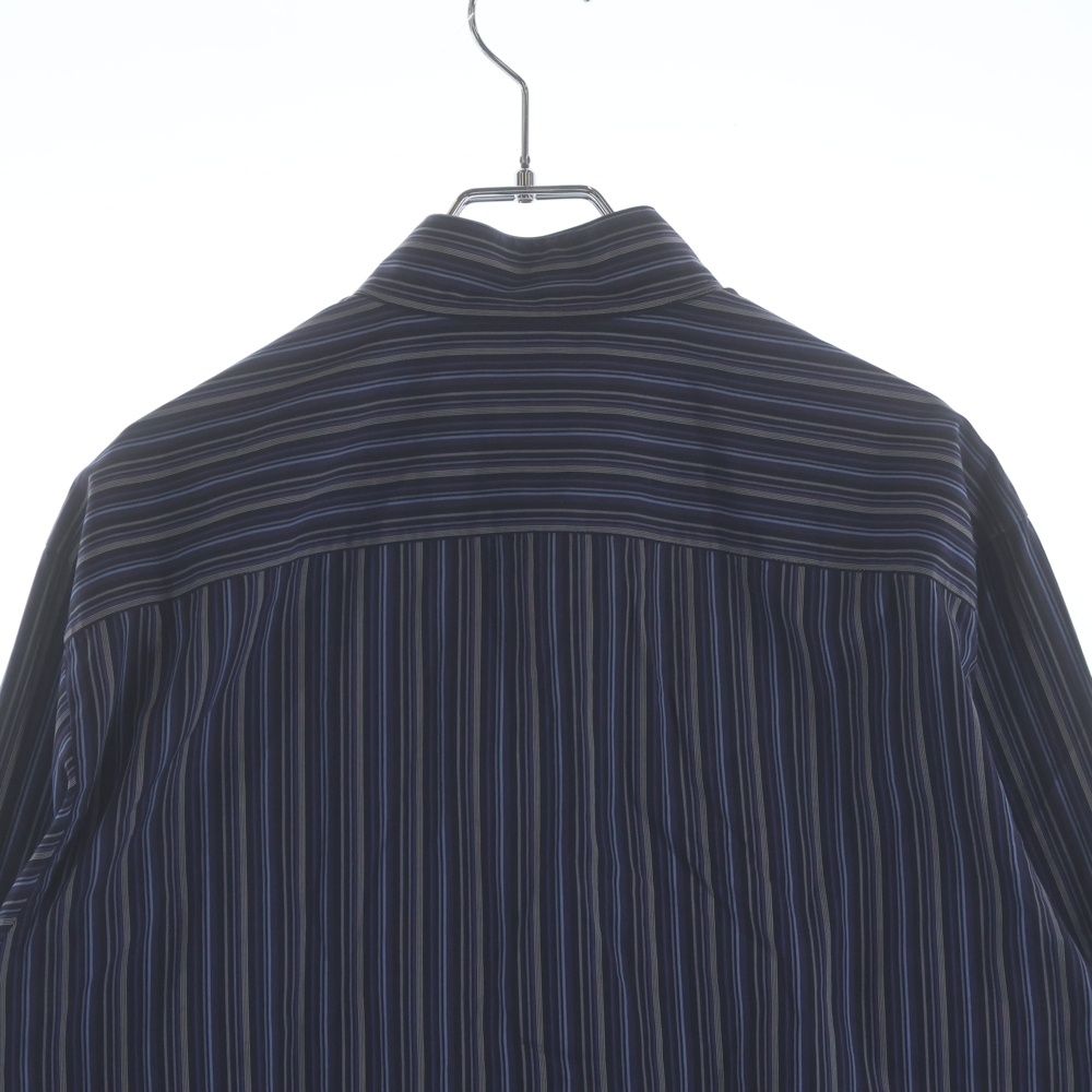 Hermes Striped Allover Stand Collar Half Zip Series Button Long Sleeve Shirt — view 4