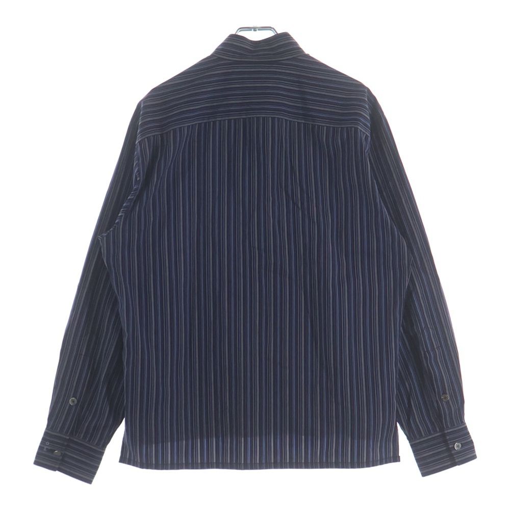 Hermes Striped Allover Stand Collar Half Zip Series Button Long Sleeve Shirt — view 2