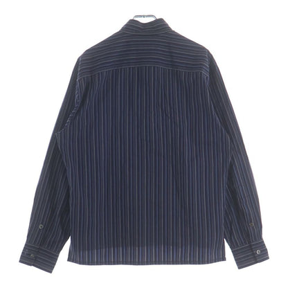 Hermes Striped Allover Stand Collar Half Zip Series Button Long Sleeve Shirt — view 2