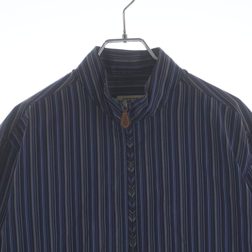 Hermes Striped Allover Stand Collar Half Zip Series Button Long Sleeve Shirt — view 3