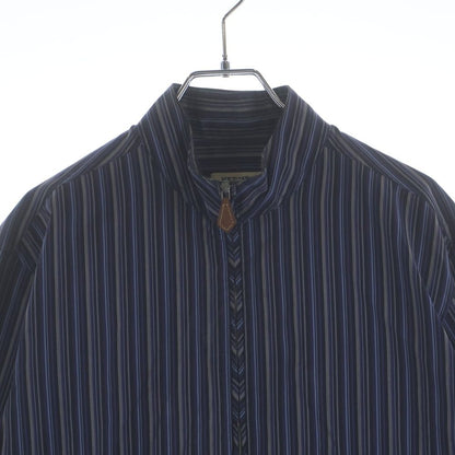 Hermes Striped Allover Stand Collar Half Zip Series Button Long Sleeve Shirt — view 3