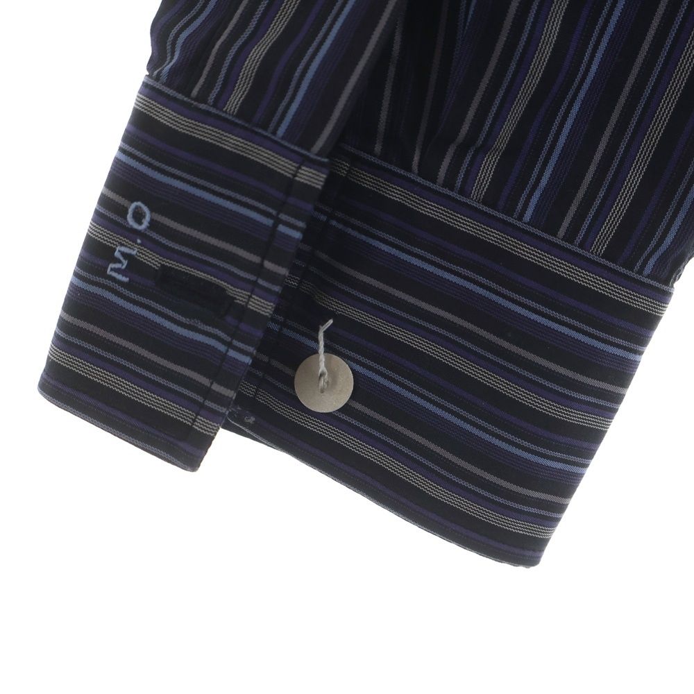 Hermes Striped Allover Stand Collar Half Zip Series Button Long Sleeve Shirt — view 6