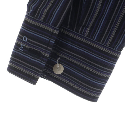Hermes Striped Allover Stand Collar Half Zip Series Button Long Sleeve Shirt — view 6