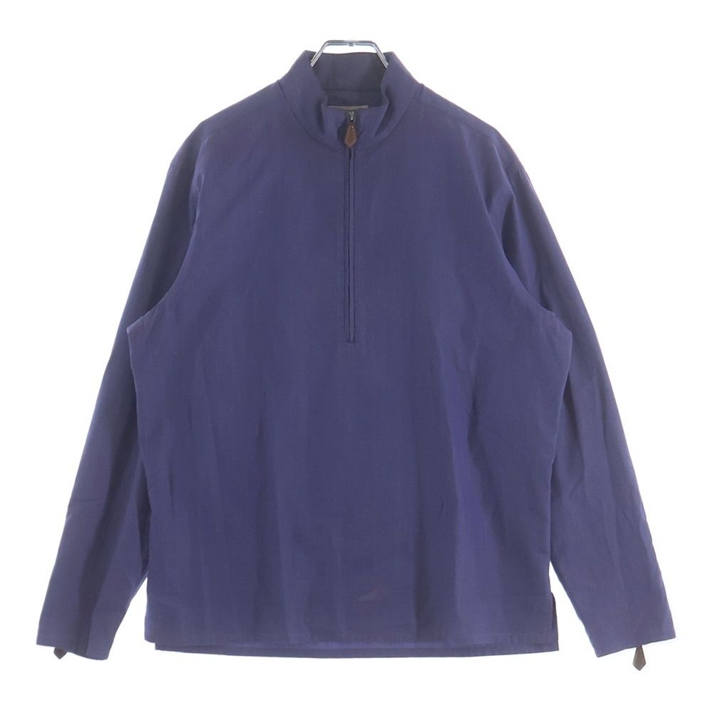 Hermes Stand Collar Half Zip Long Sleeve Shirt Purple