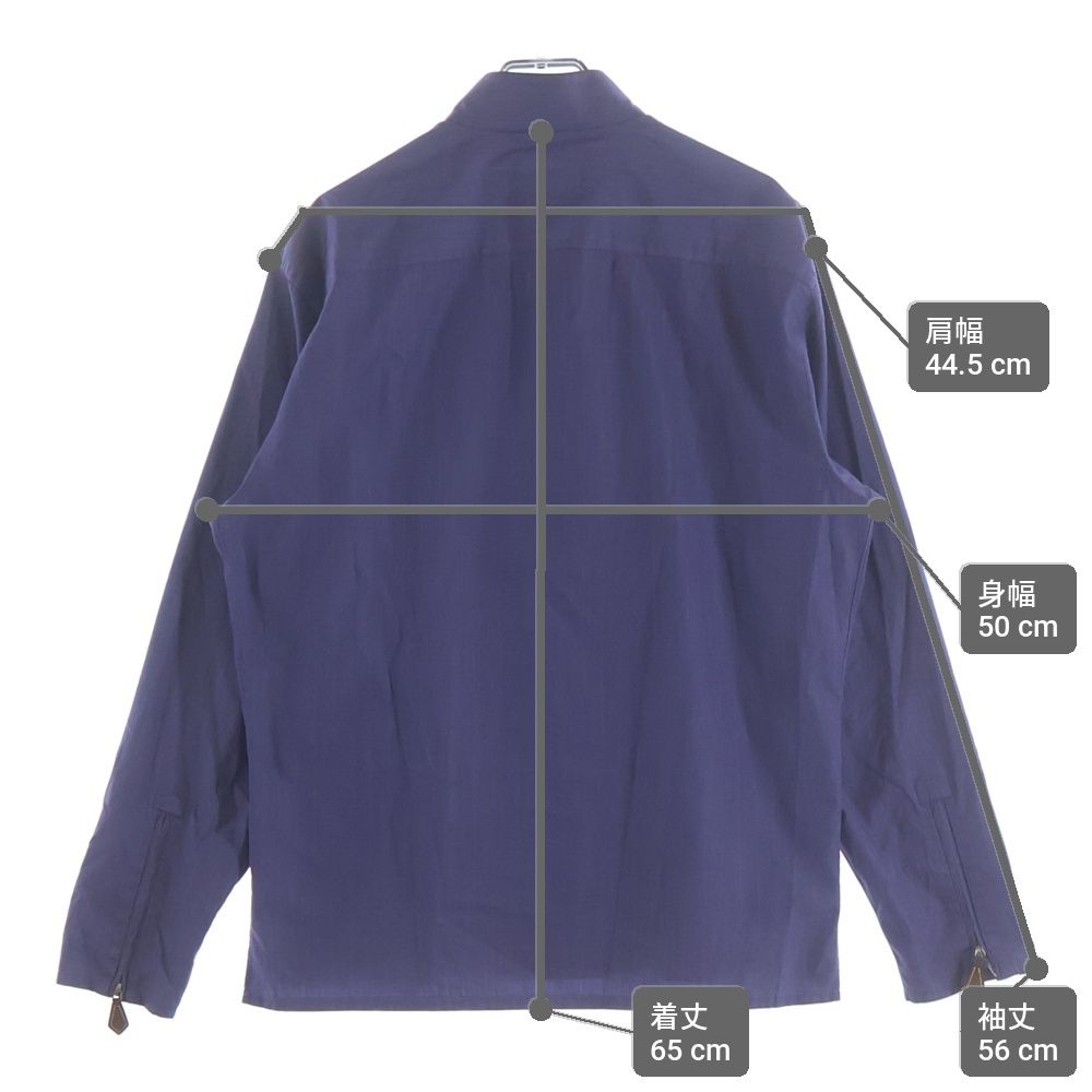 Hermes Stand Collar Half Zip Long Sleeve Shirt Purple — view 9