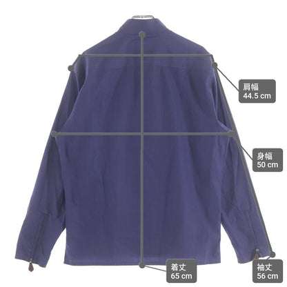 Hermes Stand Collar Half Zip Long Sleeve Shirt Purple — view 9