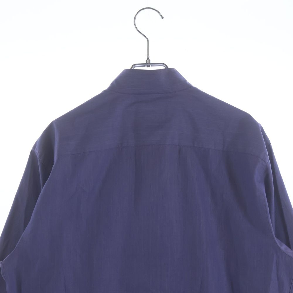 Hermes Stand Collar Half Zip Long Sleeve Shirt Purple — view 4