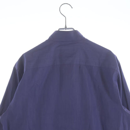 Hermes Stand Collar Half Zip Long Sleeve Shirt Purple — view 4