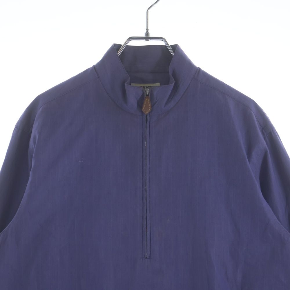 Hermes Stand Collar Half Zip Long Sleeve Shirt Purple — view 3