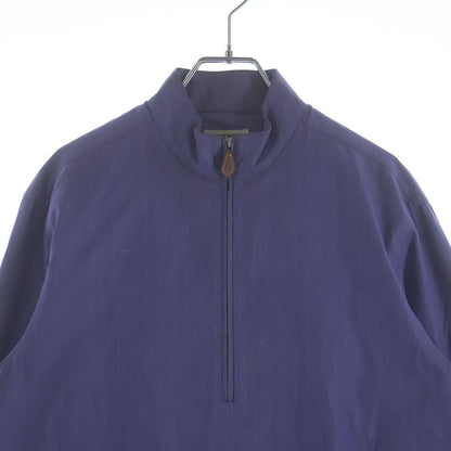 Hermes Stand Collar Half Zip Long Sleeve Shirt Purple — view 3