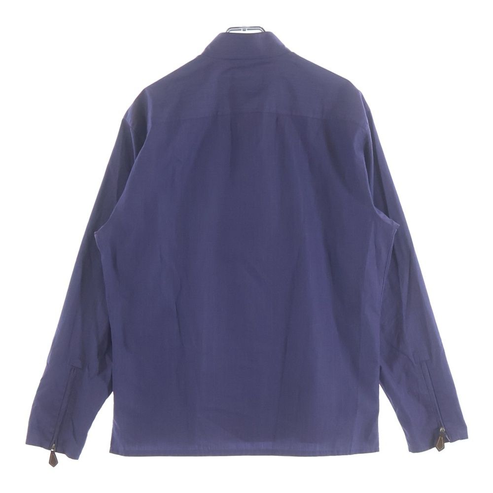 Hermes Stand Collar Half Zip Long Sleeve Shirt Purple — view 2