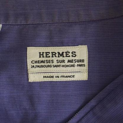 Hermes Stand Collar Half Zip Long Sleeve Shirt Purple — view 7