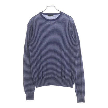 Prada High Gee Pullover Knit Border Blue Sweater