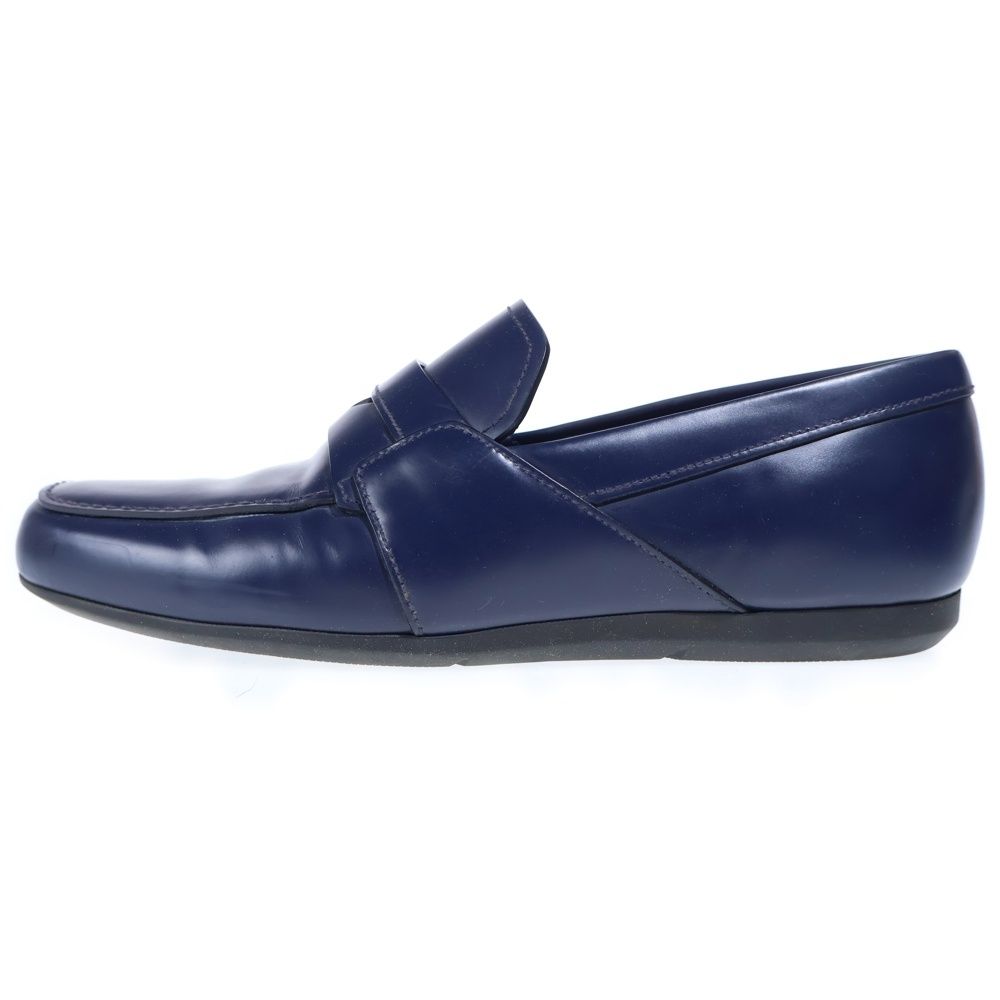 Prada Leather Coin Penis Loafers Low Cut Shoes Navy