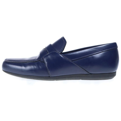 Prada Leather Coin Penis Loafers Low Cut Shoes Navy
