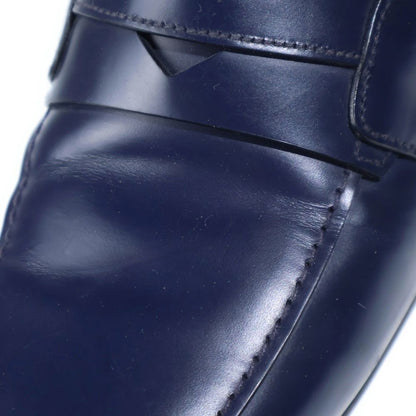 Prada Leather Coin Penis Loafers Low Cut Shoes Navy — view 6